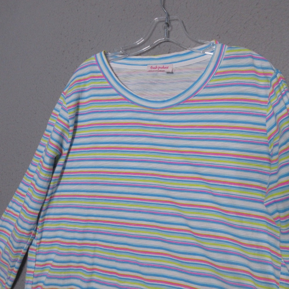 Fresh Produce Top Large Rainbow Vibrant Cotton‎ Beachy Relaxed Fit Colorful USA